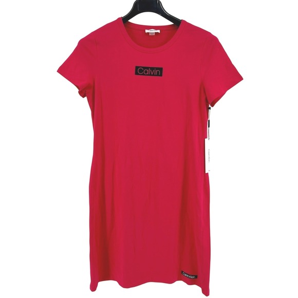 Calvin Klein Dresses & Skirts - Calvin Klein T-Shirt Dress Womens M Hot Pink Solid Slim Fit Modern NWT CD9A1L64